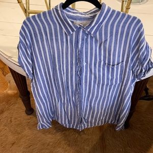 Blue and white striped shirt